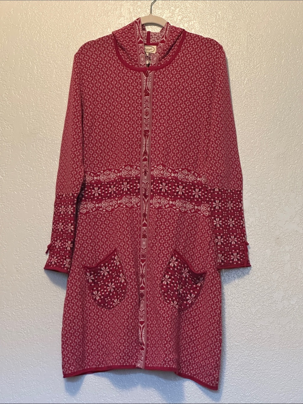 Sorgenfri Strickmantel Red Knit Cardigan Coat XL NWOT